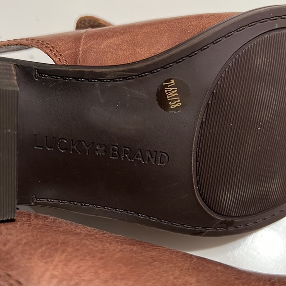 New! Lucky Brand Saddle  Myndo Leather Mules with Back Buckle Strap. Size 7.5 - Picture 10 of 15